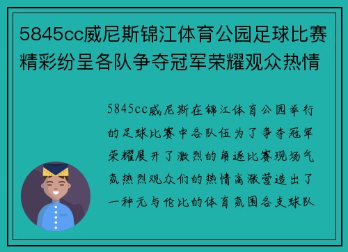 5845cc威尼斯锦江体育公园足球比赛精彩纷呈各队争夺冠军荣耀观众热情高涨